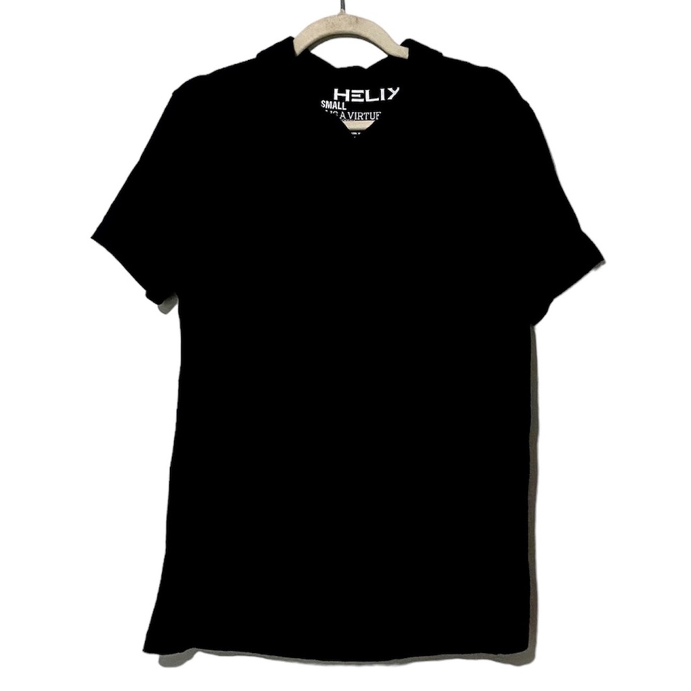 Helix Men’s Casual Collar Polo Shirt Black Size Small